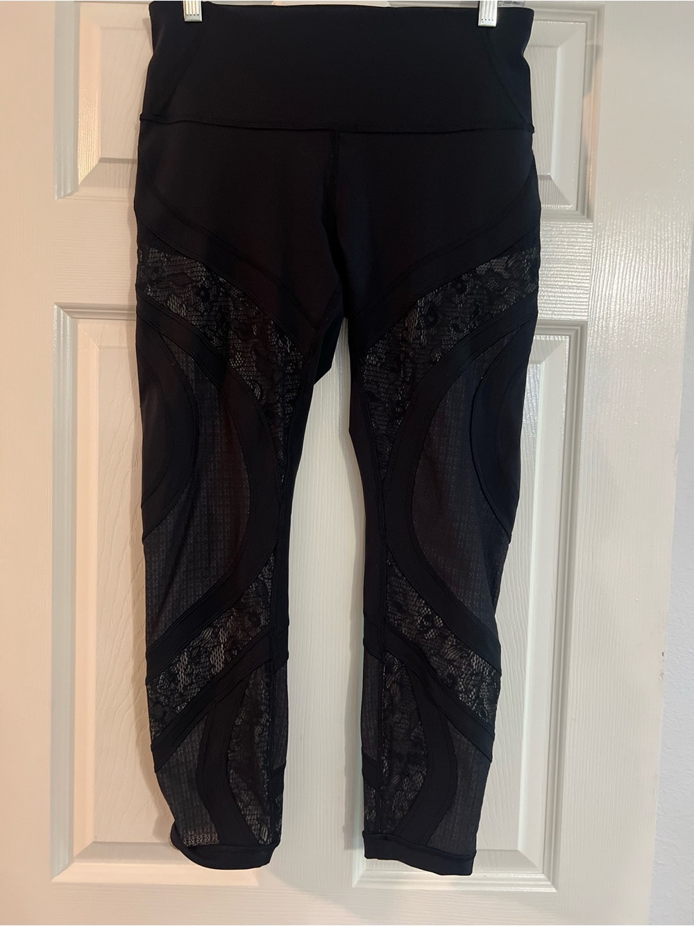lululemon athletica Black Lace-Inset High-Waist Leggings